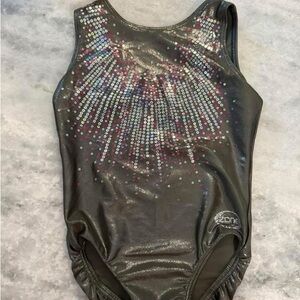 Shiny silver  Kids Bodysuit with spangle Accents